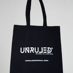 UNRULED eco-friendly reusable shopper bag featuring minimalist branded design.