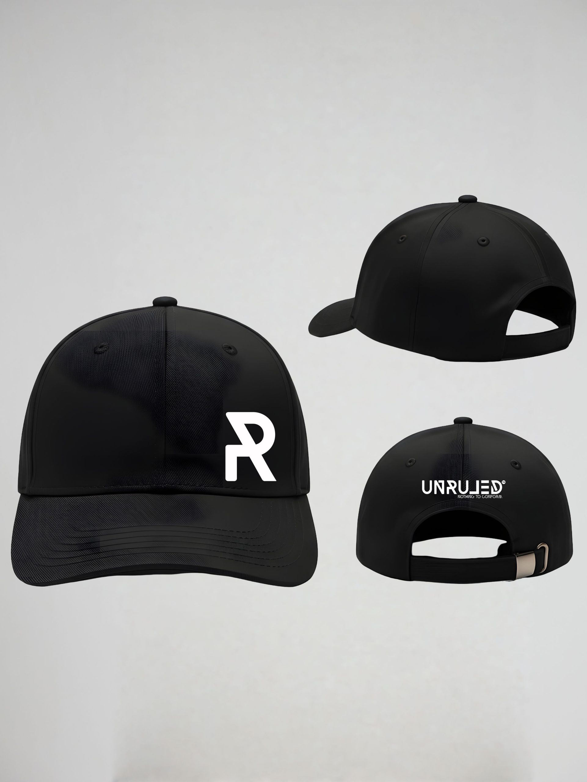 Premium UNRULED baseball cap crafted for contemporary streetwear styling.