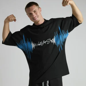 Black oversized men's T-shirt from UNRULED BEAT capsule collection Made in Italy.